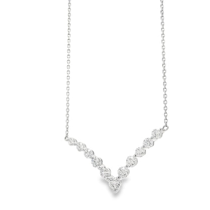 18k White Gold 1.32ctw Round Brilliant Diamond V-Shaped Necklace — right three-quarter angle