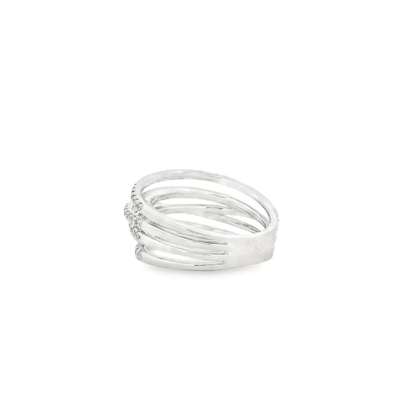 Gabriel & Co. 14k White Gold 1.00ctw Diamond Criss Cross Layered Ring — right three-quarter angle