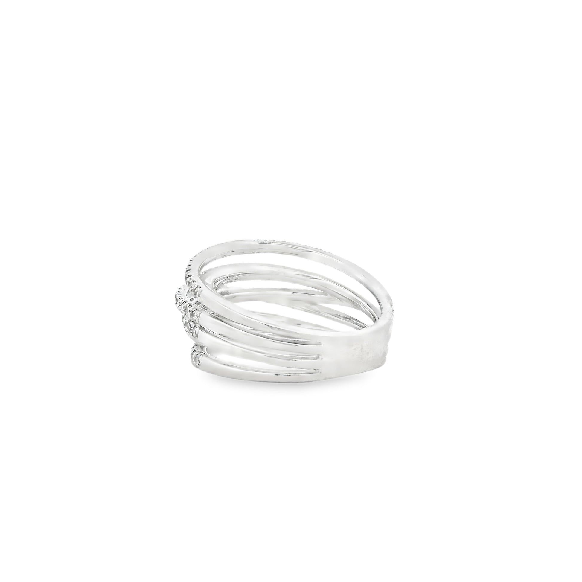 Gabriel & Co. 14k White Gold 1.00ctw Diamond Criss Cross Layered Ring — right three-quarter angle
