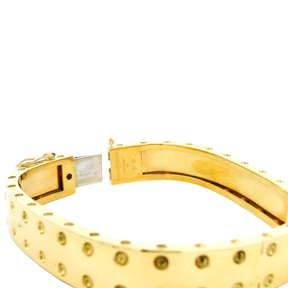 Roberto Coin Pois Moi 18k Yellow Gold Two Row Diamond Square Bangle Bracelet — right three-quarter angle