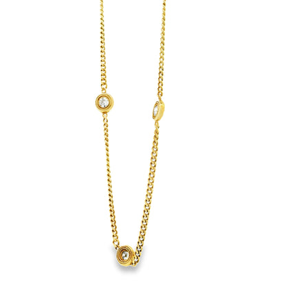 18k Yellow Gold 0.30ctw Round Brilliant Diamond Bezel Set Curb Chain Necklace — right three-quarter angle
