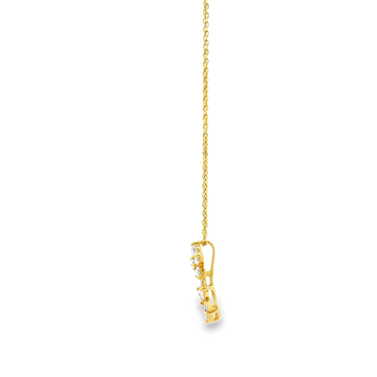 14k Yellow Gold 0.37ctw Natural Diamond Pavé Flower Pendant Necklace — right three-quarter angle