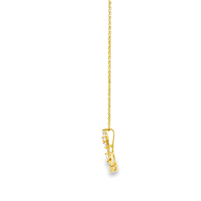 14k Yellow Gold 0.37ctw Natural Diamond Pavé Flower Pendant Necklace — right three-quarter angle