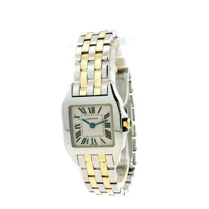 Cartier Santos 2698 Two-Tone White Dial Ladies Bracelet Watch — right side three-quarter view