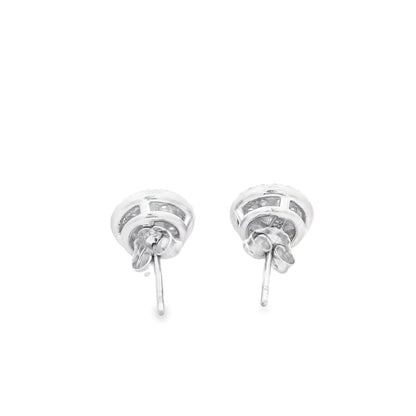 18k White Gold 1.3ctw Round Brilliant Diamond Cluster Stud Earrings — right three-quarter angle