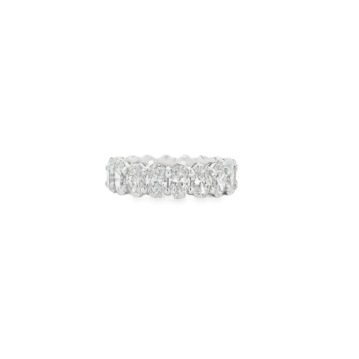 Platinum 5.66ctw Oval Cut Diamond Eternity Band Ring — right three-quarter angle
