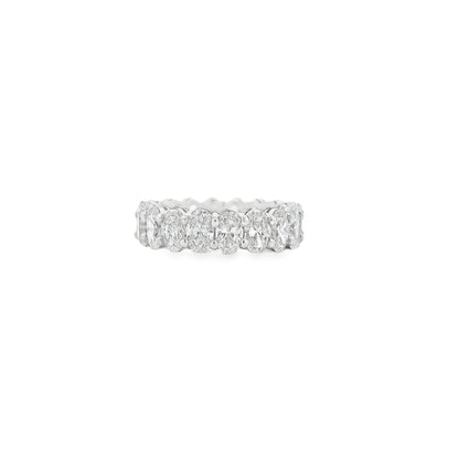 Platinum 5.66ctw Oval Cut Diamond Eternity Band Ring — right three-quarter angle