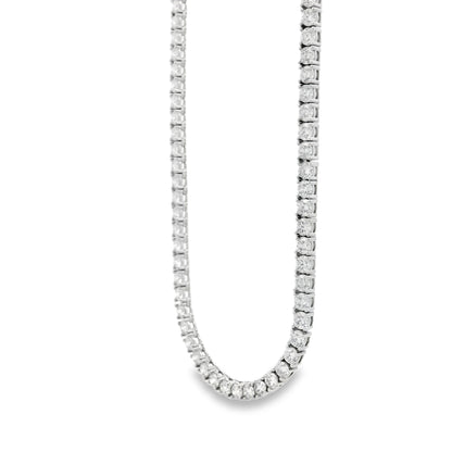 14k White Gold 11.00ctw Round Brilliant Diamond Tennis Necklace 16" — right three-quarter angle