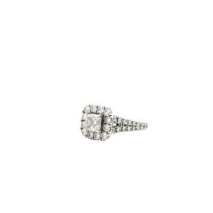 Neil Lane 14k White Gold 0.75ct Cushion Diamond Halo Engagement Ring — right three-quarter angle