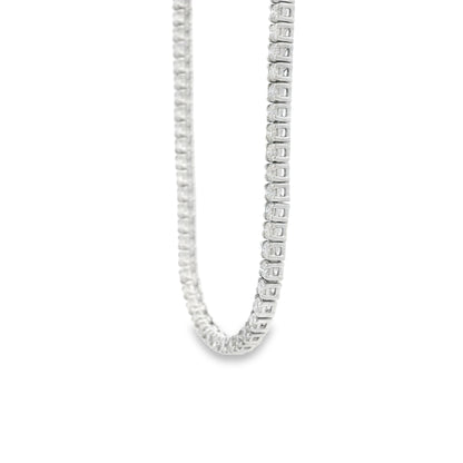 14k White Gold 7.13ctw Round Brilliant Diamond Tennis Necklace 18" — right three-quarter angle
