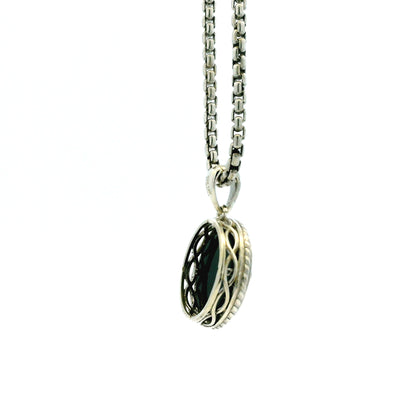 Effy 14k White Gold 1.0ctw Diamond and Onyx Panther Evil Eye Pendant Necklace — right three-quarter angle