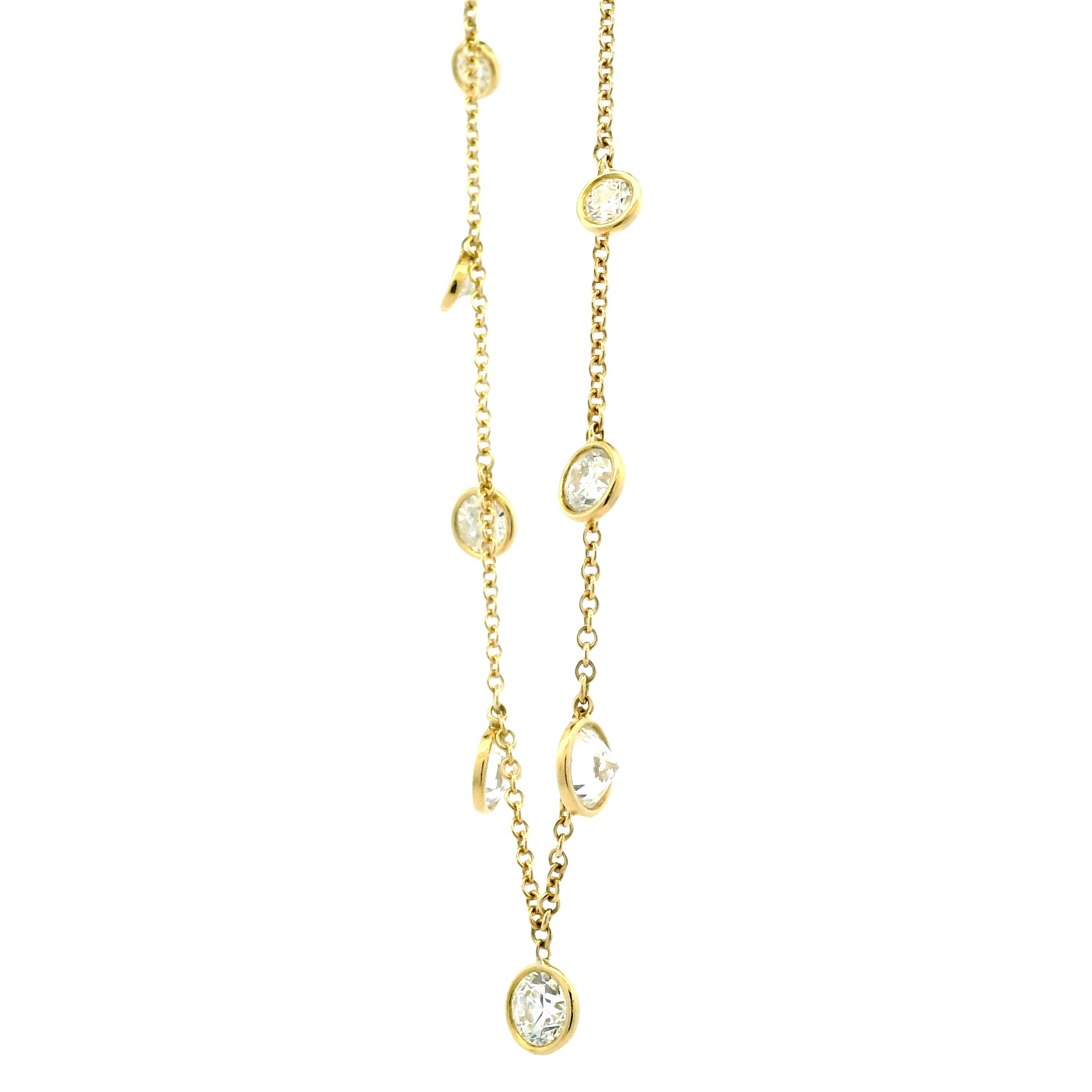 18k Yellow Gold 3.54ctw Round Brilliant Diamond By The Yard Choker Necklace 16" — right three-quarter angle