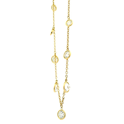 18k Yellow Gold 3.54ctw Round Brilliant Diamond By The Yard Choker Necklace 16" — right three-quarter angle