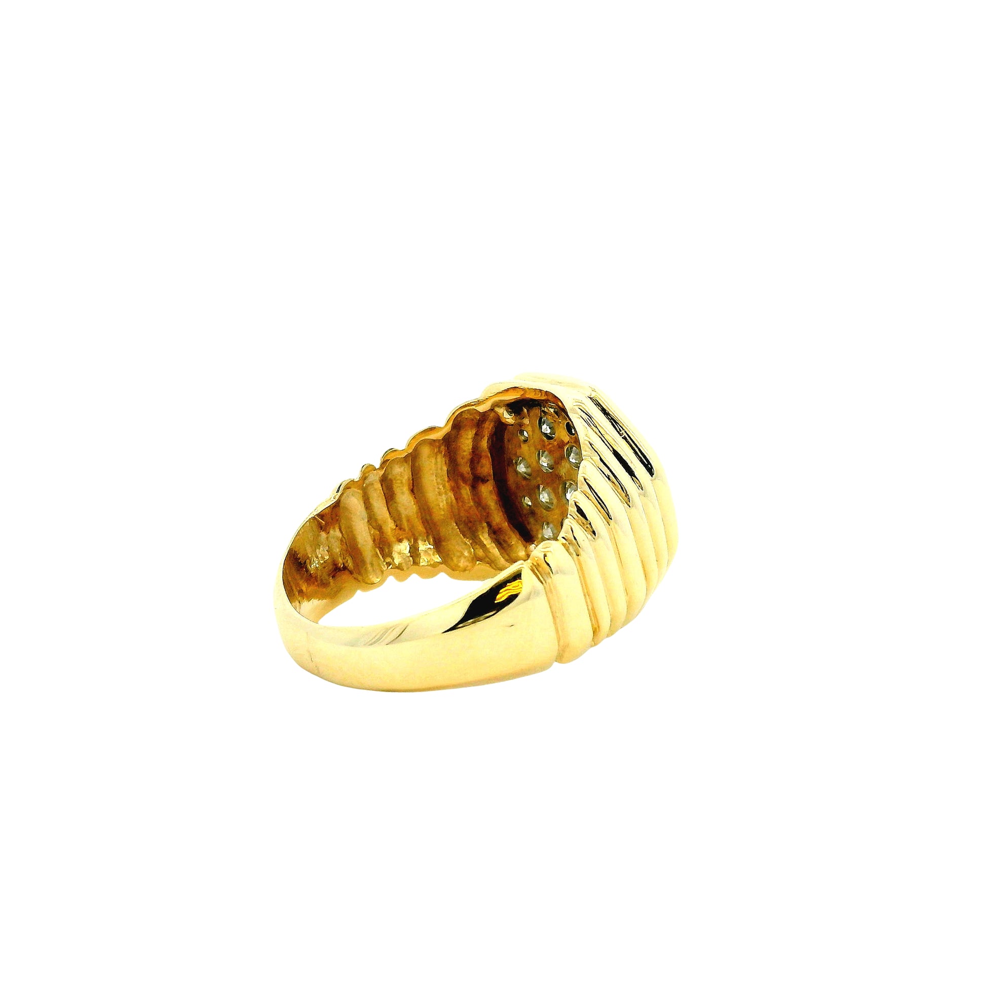 14k Yellow Gold 1.8ctw Round Diamond Pavé Cluster Cocktail Ring — right three-quarter angle