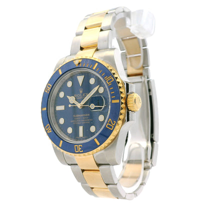 Rolex 116613LB Submariner 40mm Blue Dial Two-Tone Oyster Bracelet Watch — right side three-quarter view