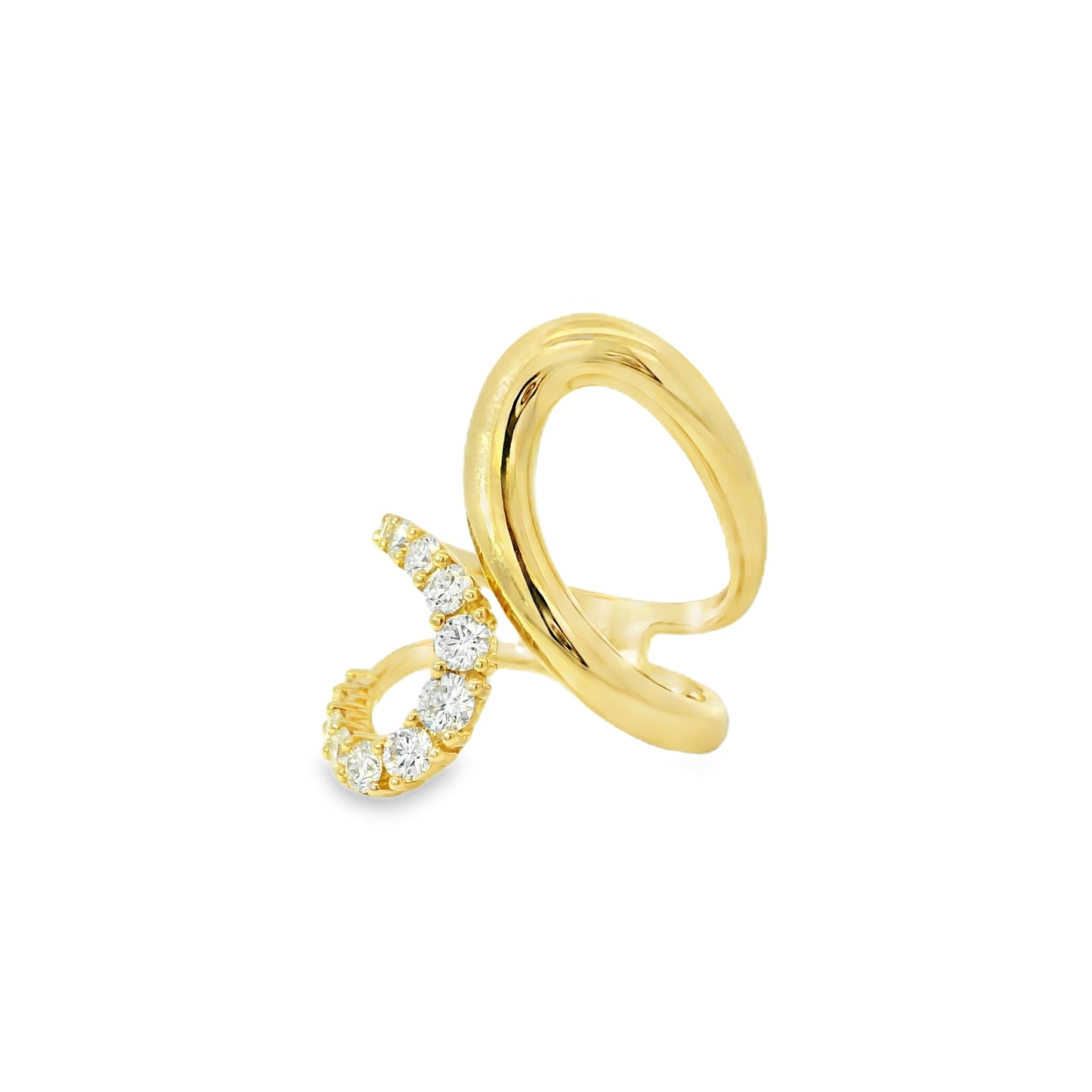 14k Yellow Gold 0.80ctw Round Brilliant Diamond Double Crossover Ring — right three-quarter angle
