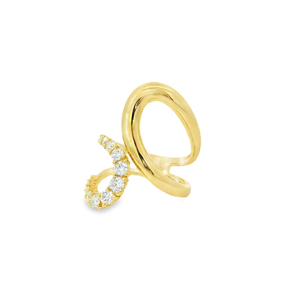 14k Yellow Gold 0.80ctw Round Brilliant Diamond Double Crossover Ring — right three-quarter angle