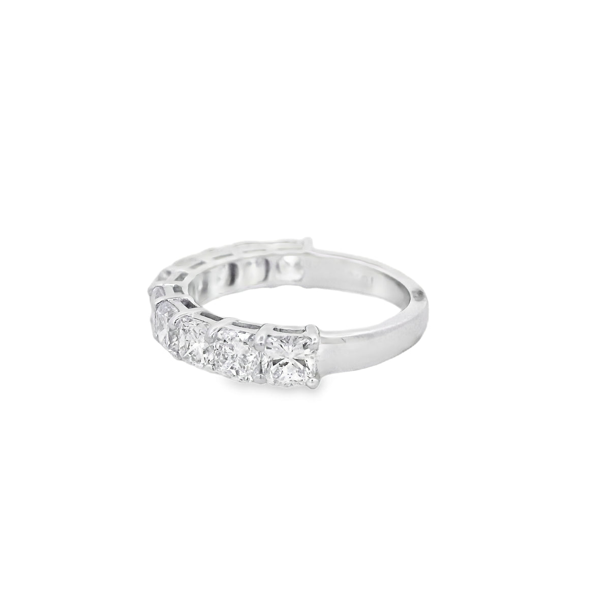 18k White Gold 2.73ctw Cushion Cut Diamond Channel Set Wedding Band — right three-quarter angle
