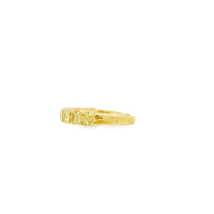 18k Yellow Gold 2.80ctw Cushion Cut Diamond Half Eternity Band Ring — right three-quarter angle