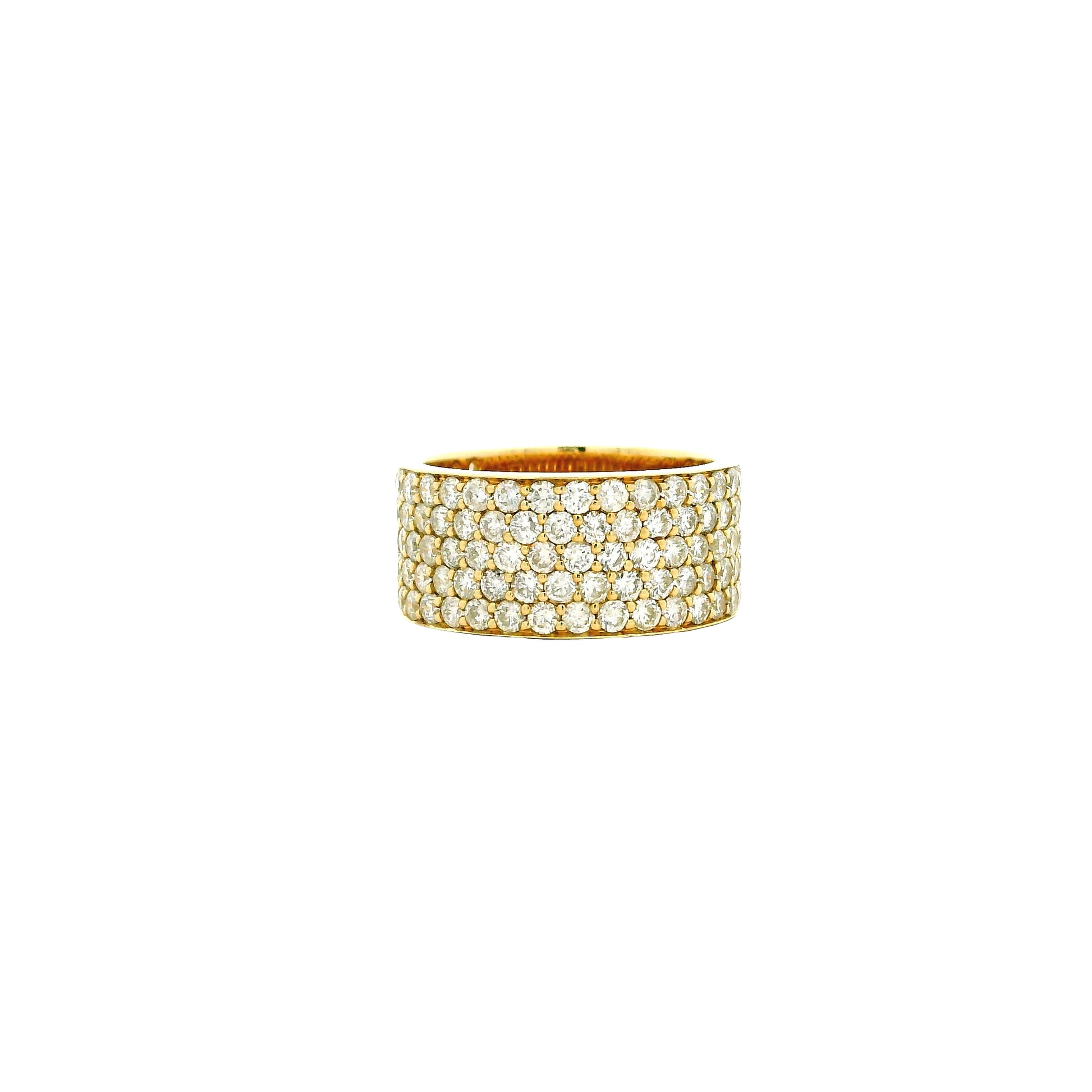 14k Yellow Gold 3.61ctw Round Brilliant Diamond White Pavé Dome Ring — right three-quarter angle