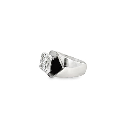 18k White Gold 1.39ctw Round Brilliant and Baguette Diamond Black Accent Cocktail Ring — right three-quarter angle