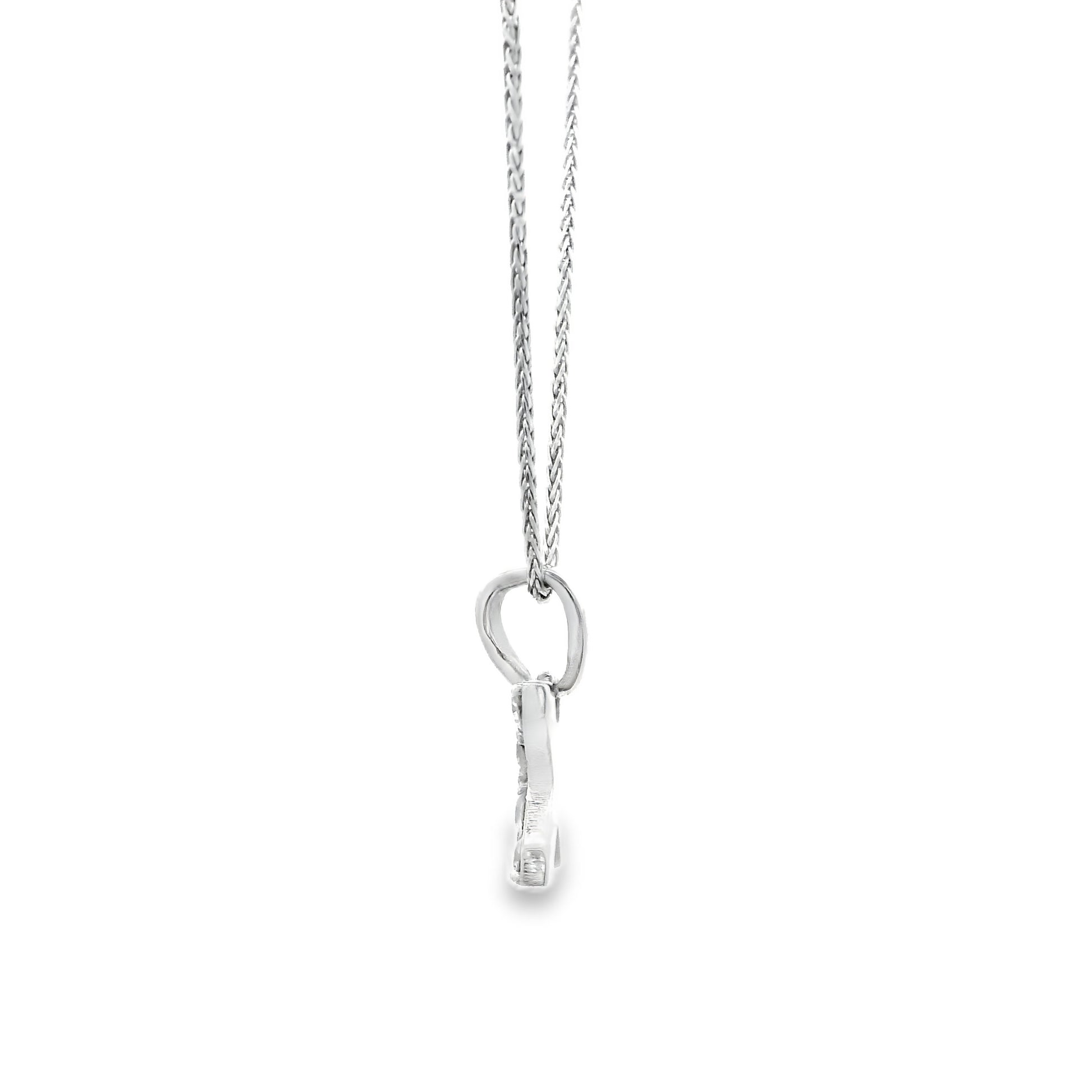 14k White Gold 0.24ctw Pavé Diamond "X" Initial Pendant Necklace — right three-quarter angle