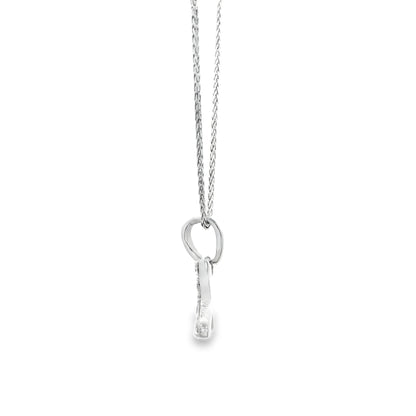 14k White Gold 0.24ctw Pavé Diamond "X" Initial Pendant Necklace — right three-quarter angle