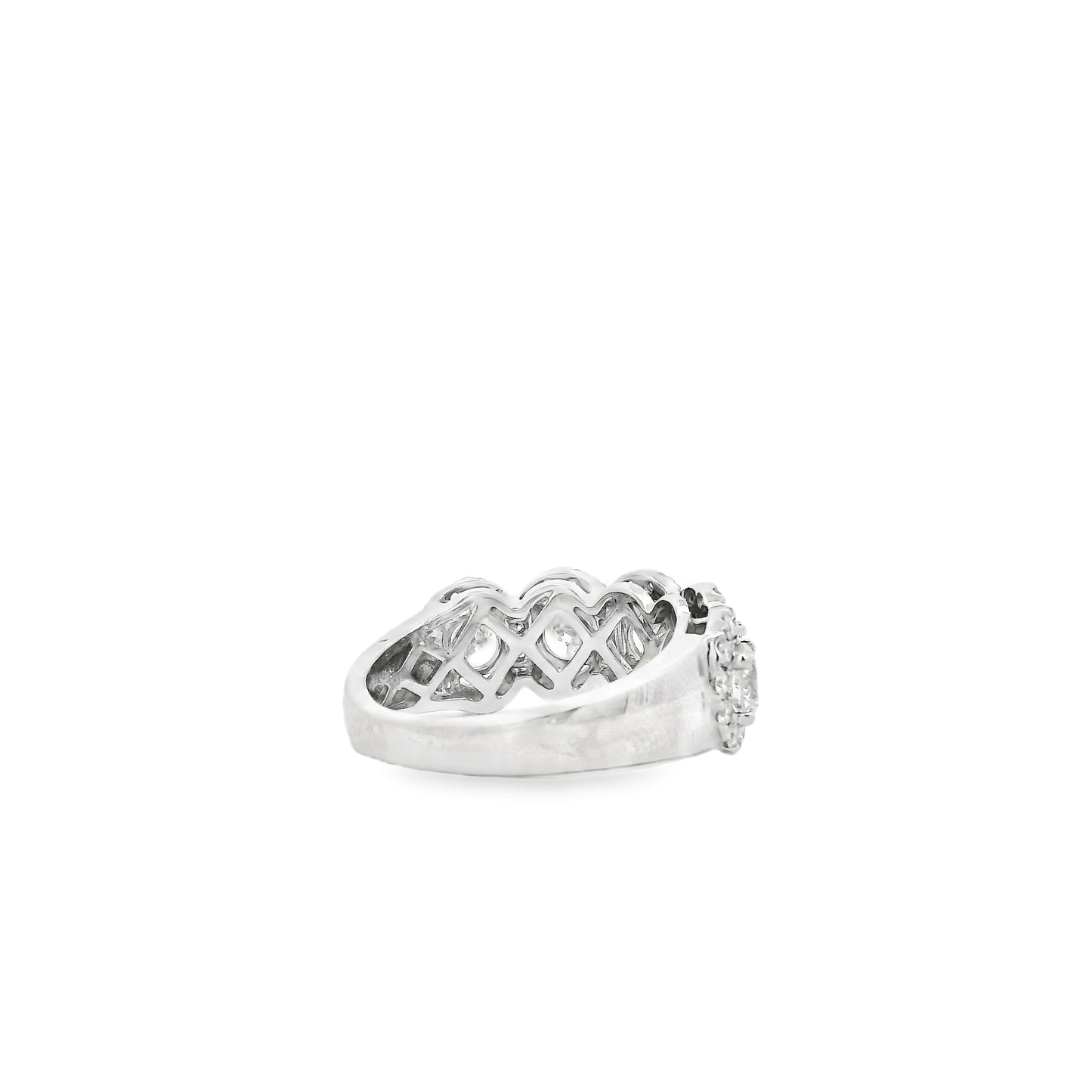 14k White Gold 2.09ctw Round Brilliant Diamond Triple Halo Cluster Cocktail Ring — right three-quarter angle