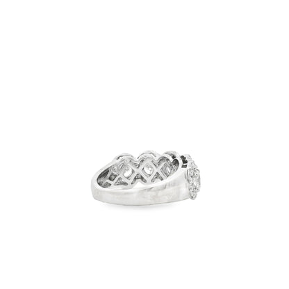14k White Gold 2.09ctw Round Brilliant Diamond Triple Halo Cluster Cocktail Ring — right three-quarter angle