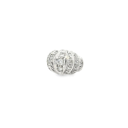 White Gold Pavé Diamond Bombe Dome Cocktail Ring — right three-quarter angle