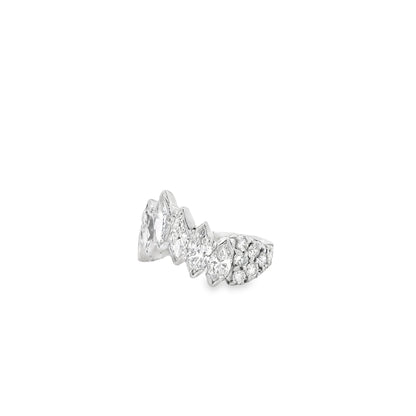 18k White Gold 3.80ctw Marquise and 2.20ctw Round Brilliant Diamond Contour Wedding Band — right three-quarter angle