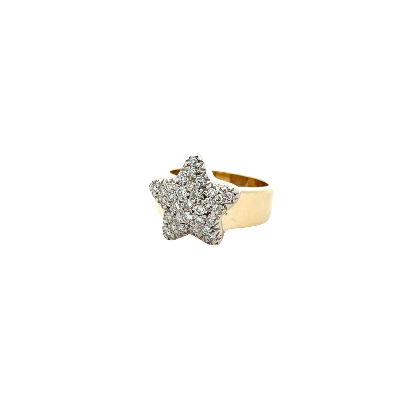 14k Yellow Gold 0.30ctw Pavé Set Diamond Star Ring — right three-quarter angle