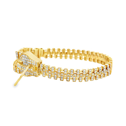 18k Yellow Gold 4.19ctw Round Brilliant Diamond Zipper Bracelet — right three-quarter angle
