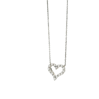 Tiffany & Co. Platinum 0.54ctw Round Brilliant Diamond Open Heart Pendant Necklace 16" — right three-quarter angle