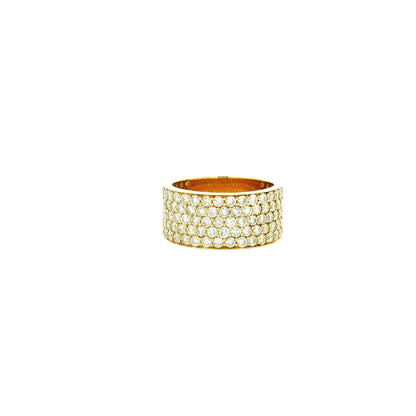 14k Yellow Gold 3.61ctw Round Brilliant Diamond White Pavé Dome Ring — right three-quarter angle