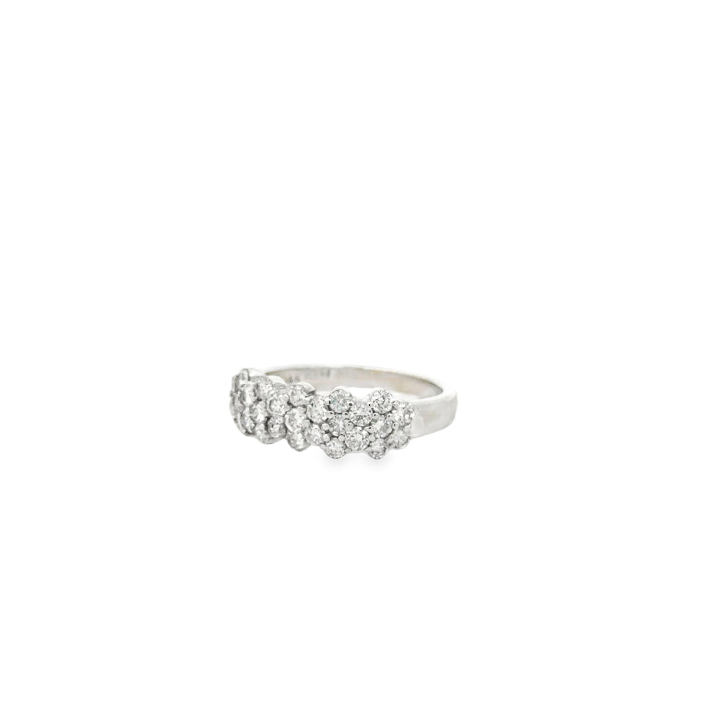 14k White Gold 2ctw Round Diamond Cluster Pavé Cocktail Ring — right three-quarter angle
