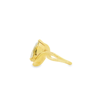 18k Yellow Gold 3.01ct Pear Cut and 1.47ct Round Cut Two-Stone Diamond Ring — right three-quarter angle