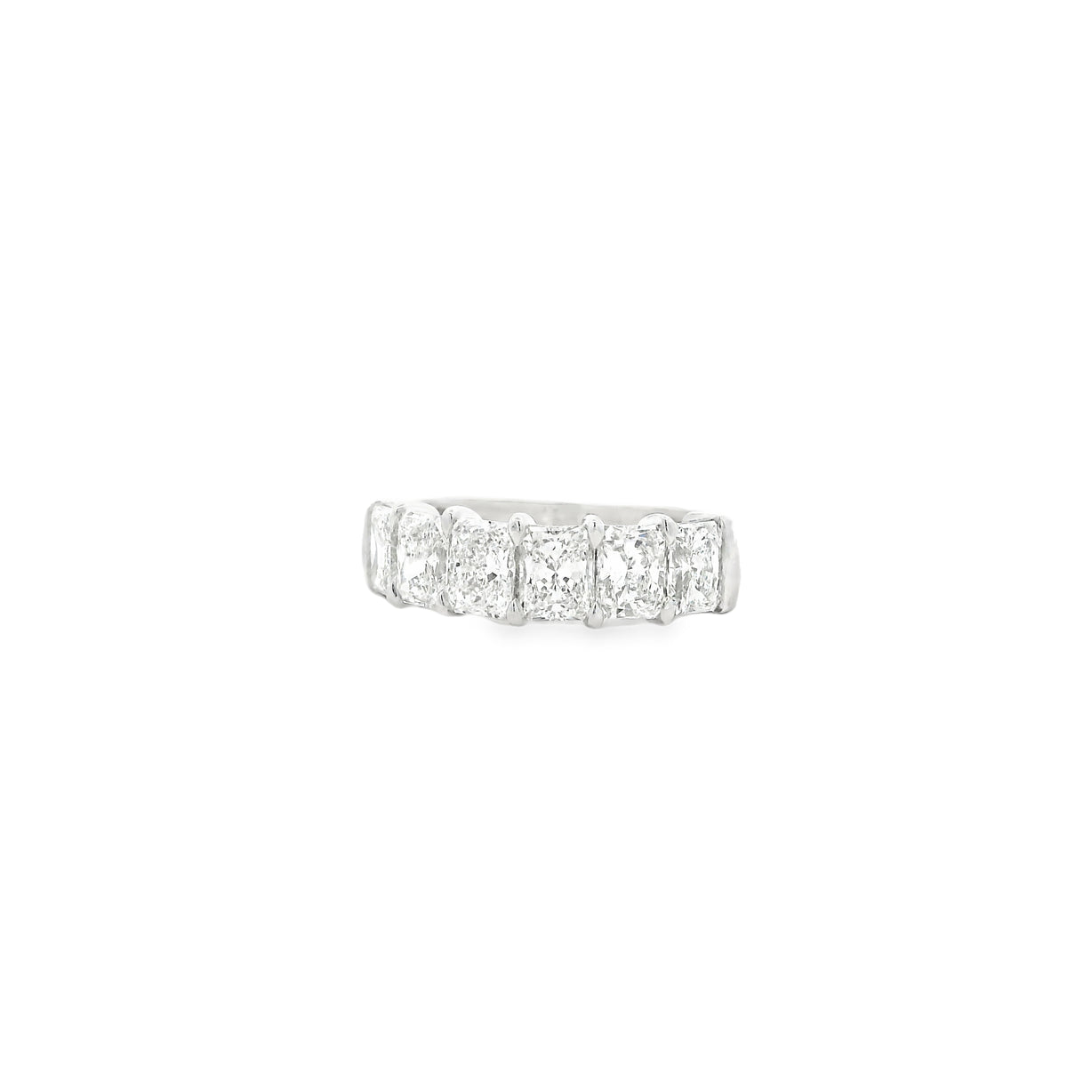 Platinum 3.03ctw Radiant Cut Diamond Half-Eternity Wedding Band Ring — right three-quarter angle