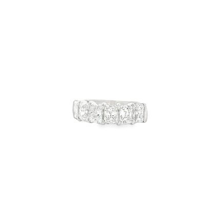 Platinum 3.03ctw Radiant Cut Diamond Half-Eternity Wedding Band Ring — right three-quarter angle