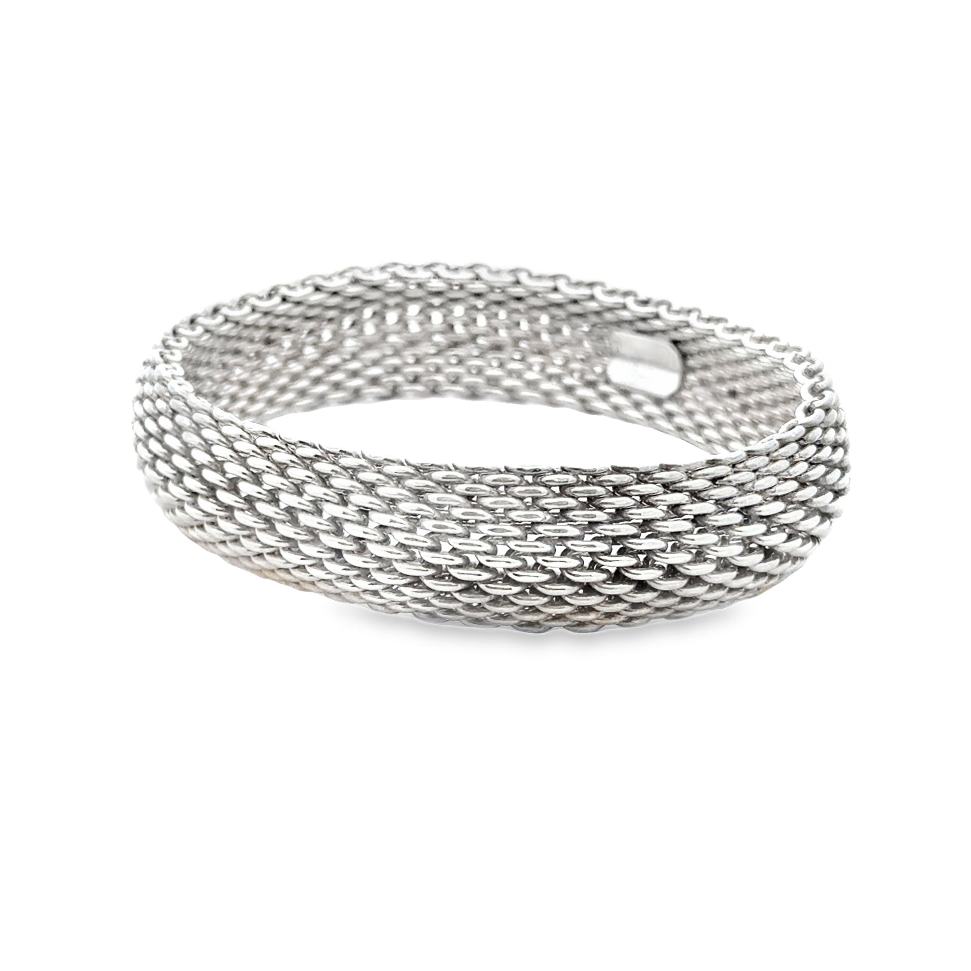 Tiffany & Co. Sterling Silver Somerset Mesh Bracelet 7.5" — right three-quarter angle