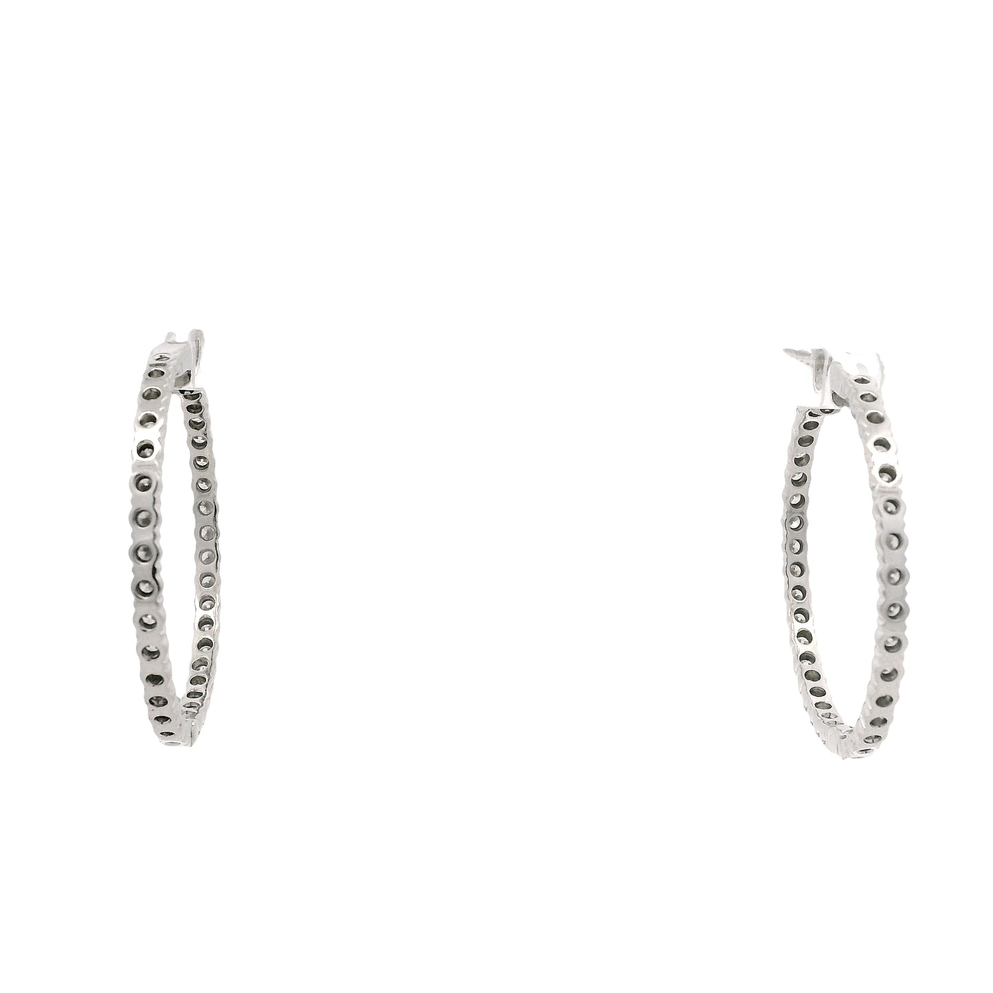 18k White Gold 4.00ctw Round Brilliant Natural Diamond Inside-Out Hoop Earrings — right three-quarter angle