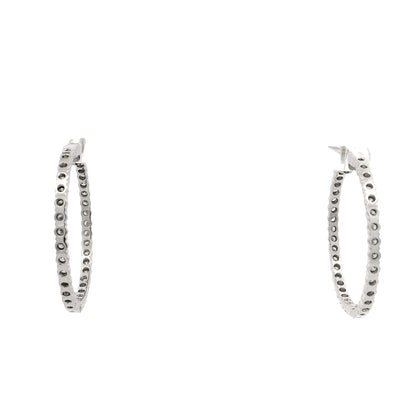 18k White Gold 4.00ctw Round Brilliant Natural Diamond Inside-Out Hoop Earrings — right three-quarter angle