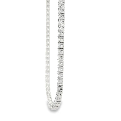 14k White Gold 6.25ctw Round Diamond 4-Prong Tennis Necklace 16" — right three-quarter angle
