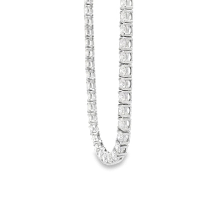 14k White Gold 13.72ctw Round Brilliant Diamond Tennis Necklace 17" — right three-quarter angle