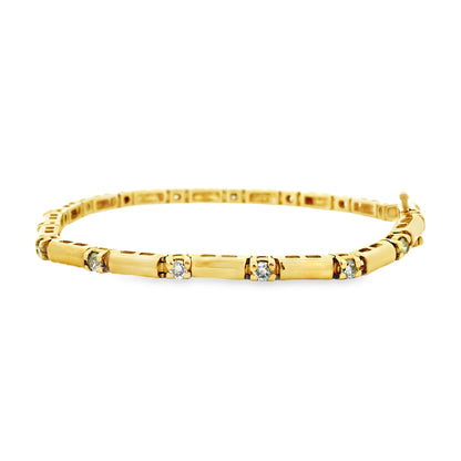 14k Yellow Gold 1.70ctw Round Brilliant Natural Diamond Tennis Bracelet — right three-quarter angle