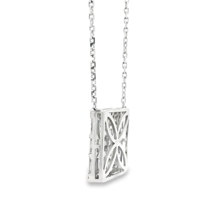 18k White Gold 4.00ctw Baguette & Princess Cut Diamond Invisible Set Pendant Necklace — right three-quarter angle