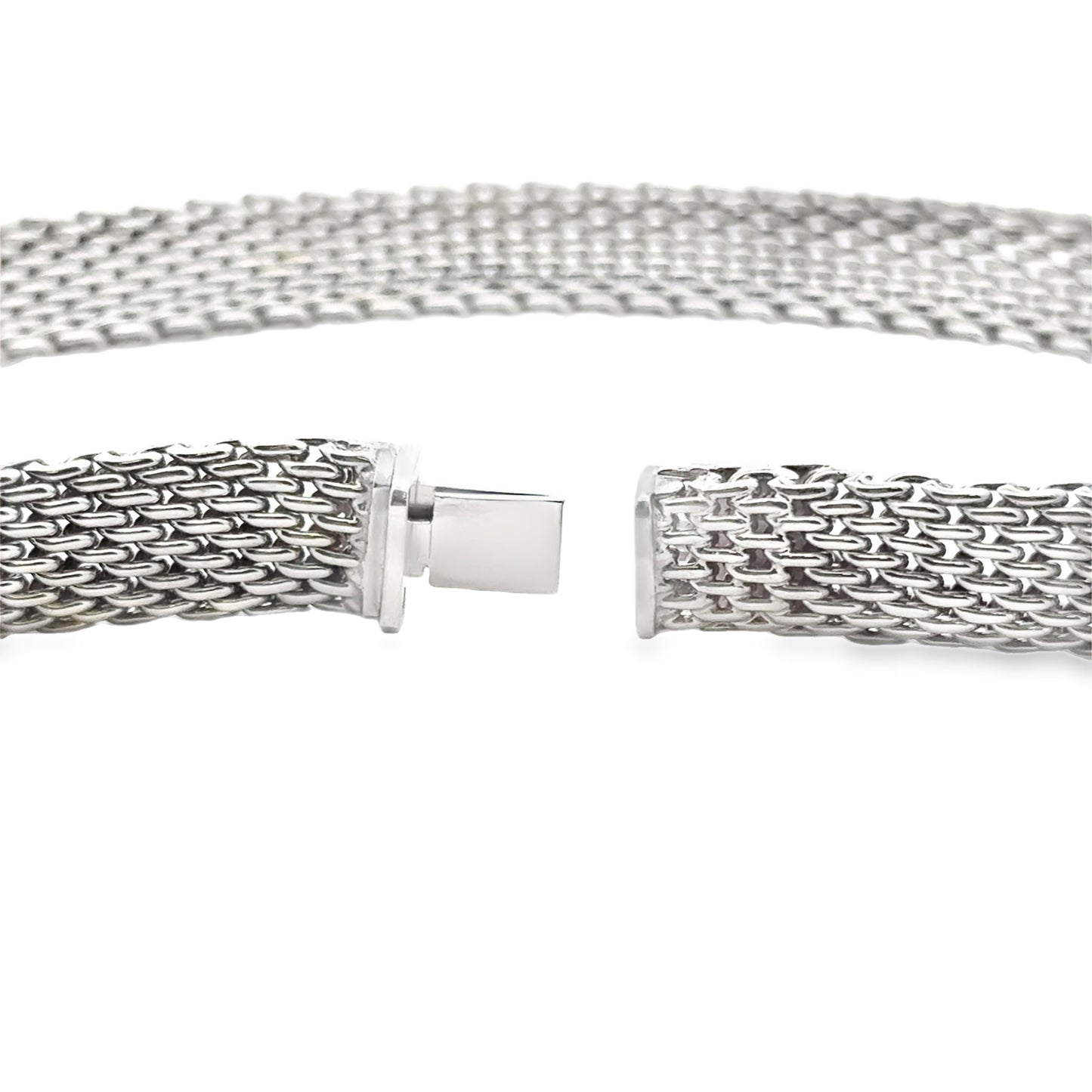 Tiffany & Co Sterling Silver Somerset Mesh Necklace 17" — right three-quarter angle