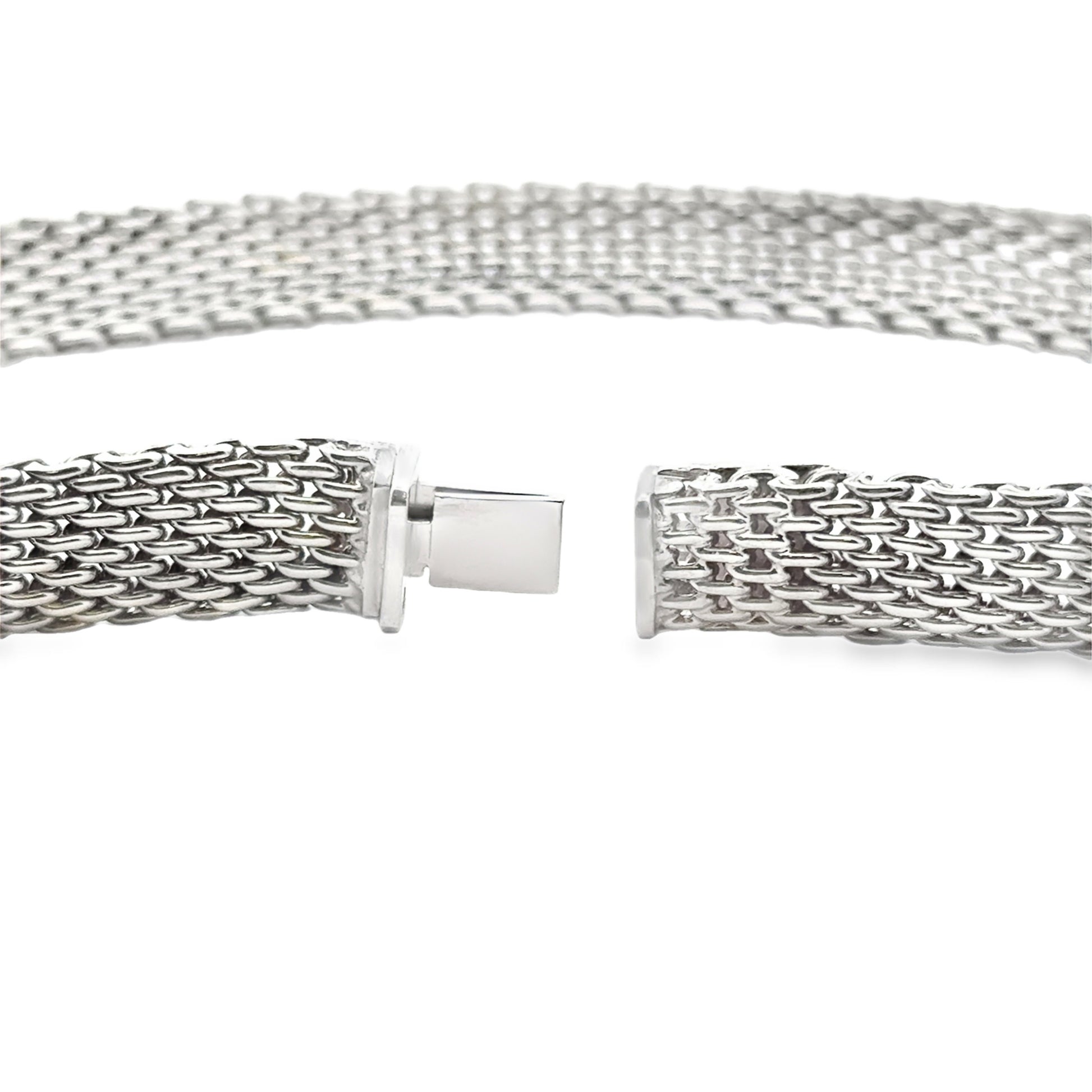 Tiffany & Co Sterling Silver Somerset Mesh Necklace 17" — right three-quarter angle