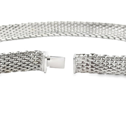 Tiffany & Co Sterling Silver Somerset Mesh Necklace 17" — right three-quarter angle