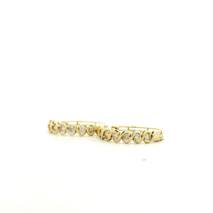 10k Yellow Gold 1.40ctw Bezel-Set Round Diamond Hoop Earrings — right three-quarter angle